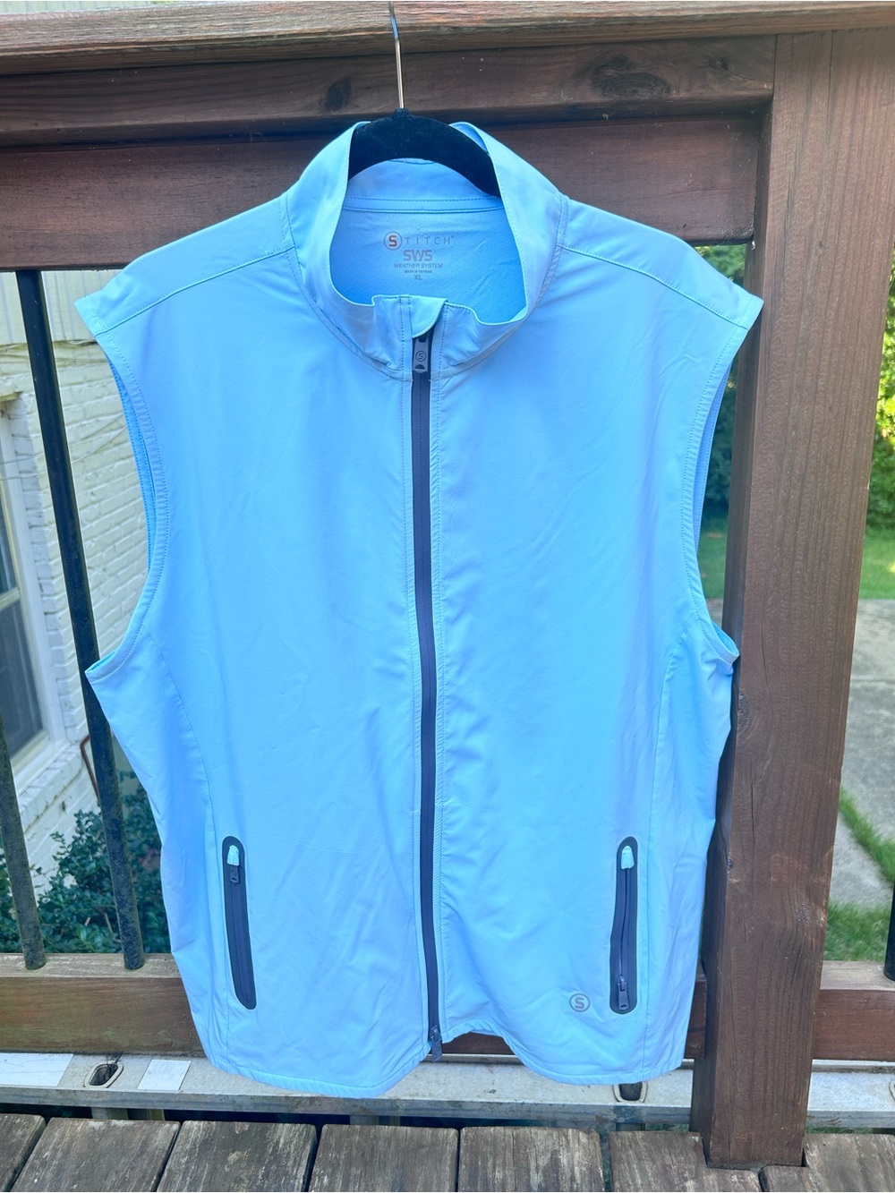 STITCH Golf SWS Weather System Full Zip Performance Vest Blue XL